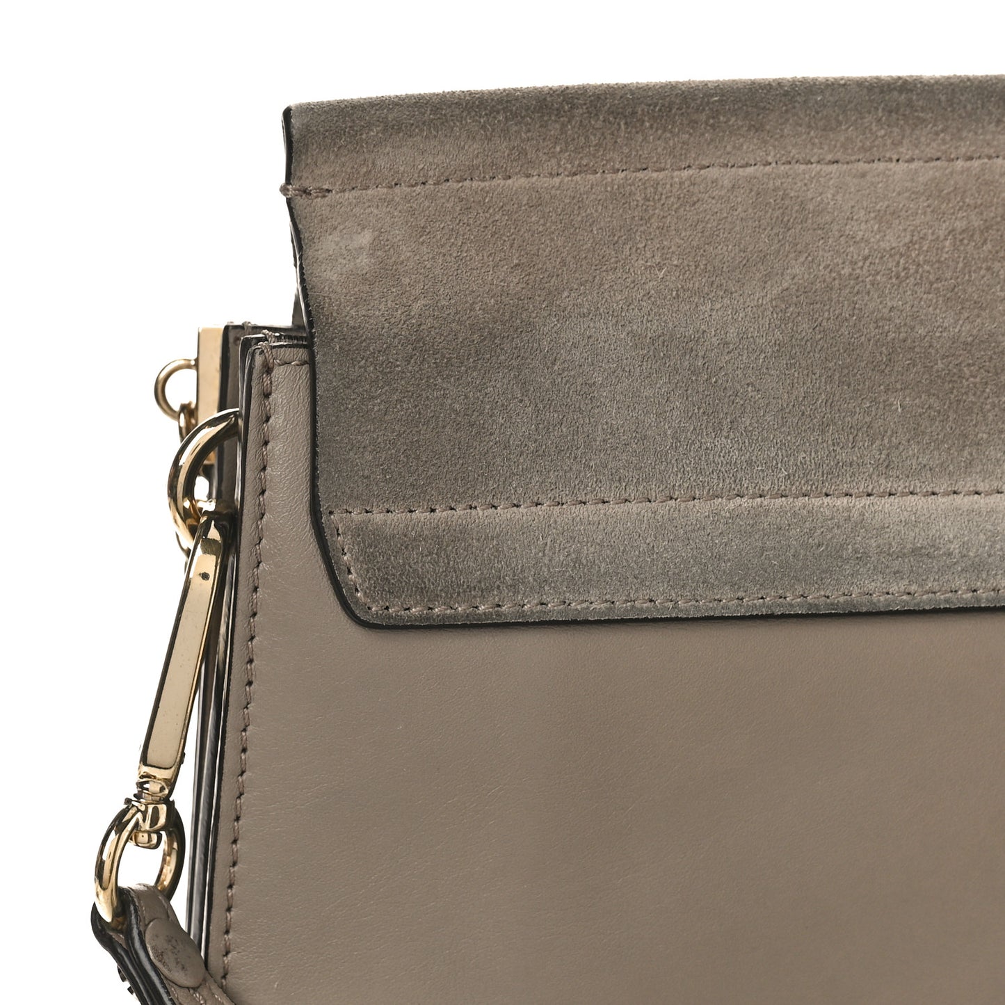 Calfskin Suede Medium Faye Shoulder Bag Motty Grey