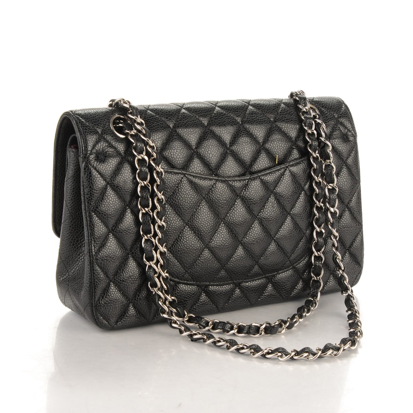 Caviar Quilted Medium Double Flap Black