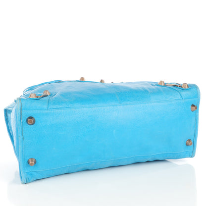 Balenciaga Agneau Giant 21 Rose Gold Hardware Weekender Bleu Paon 4 of 9
