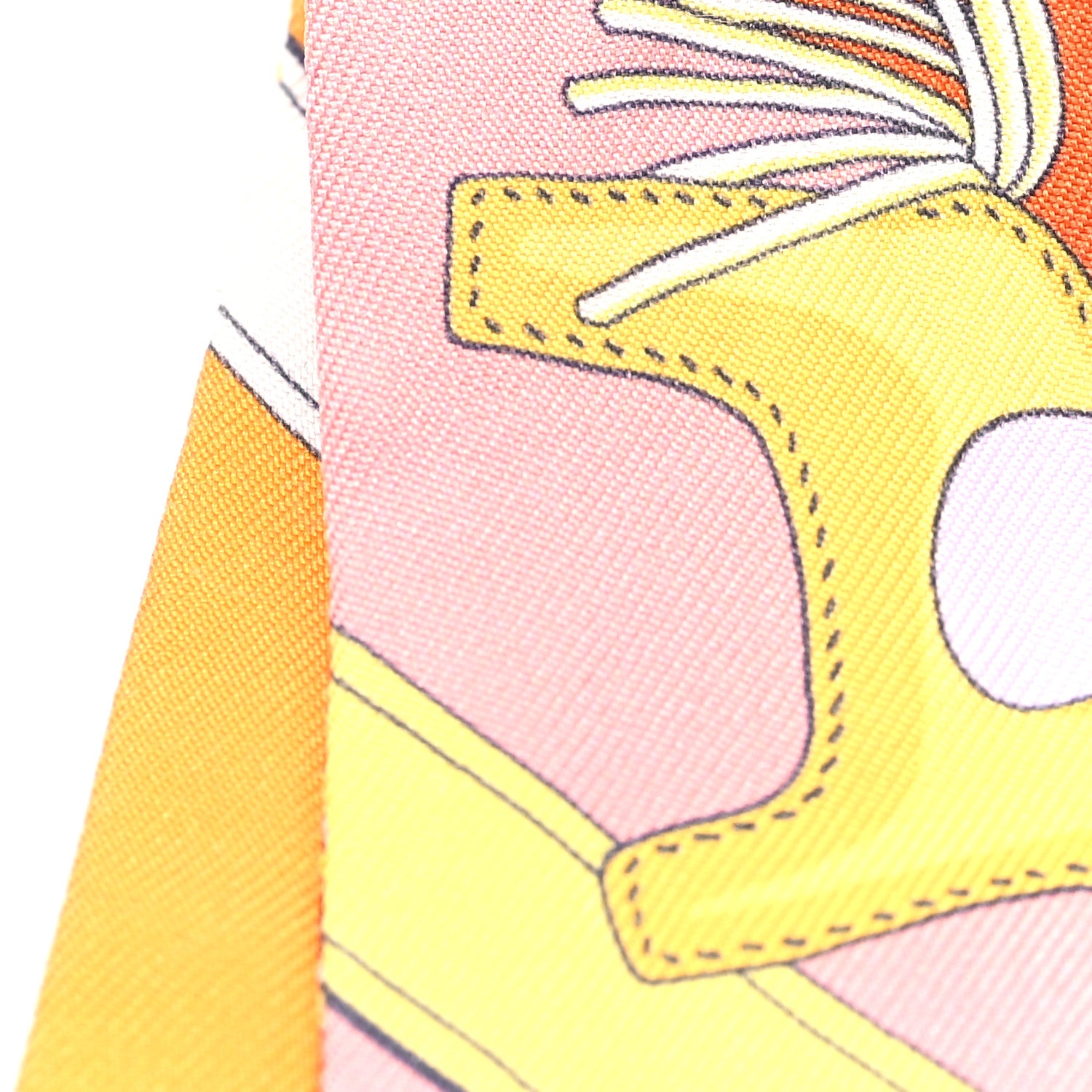 Hermes Silk Brides et Gris Twilly Orange Jaune Rose 4 of 4