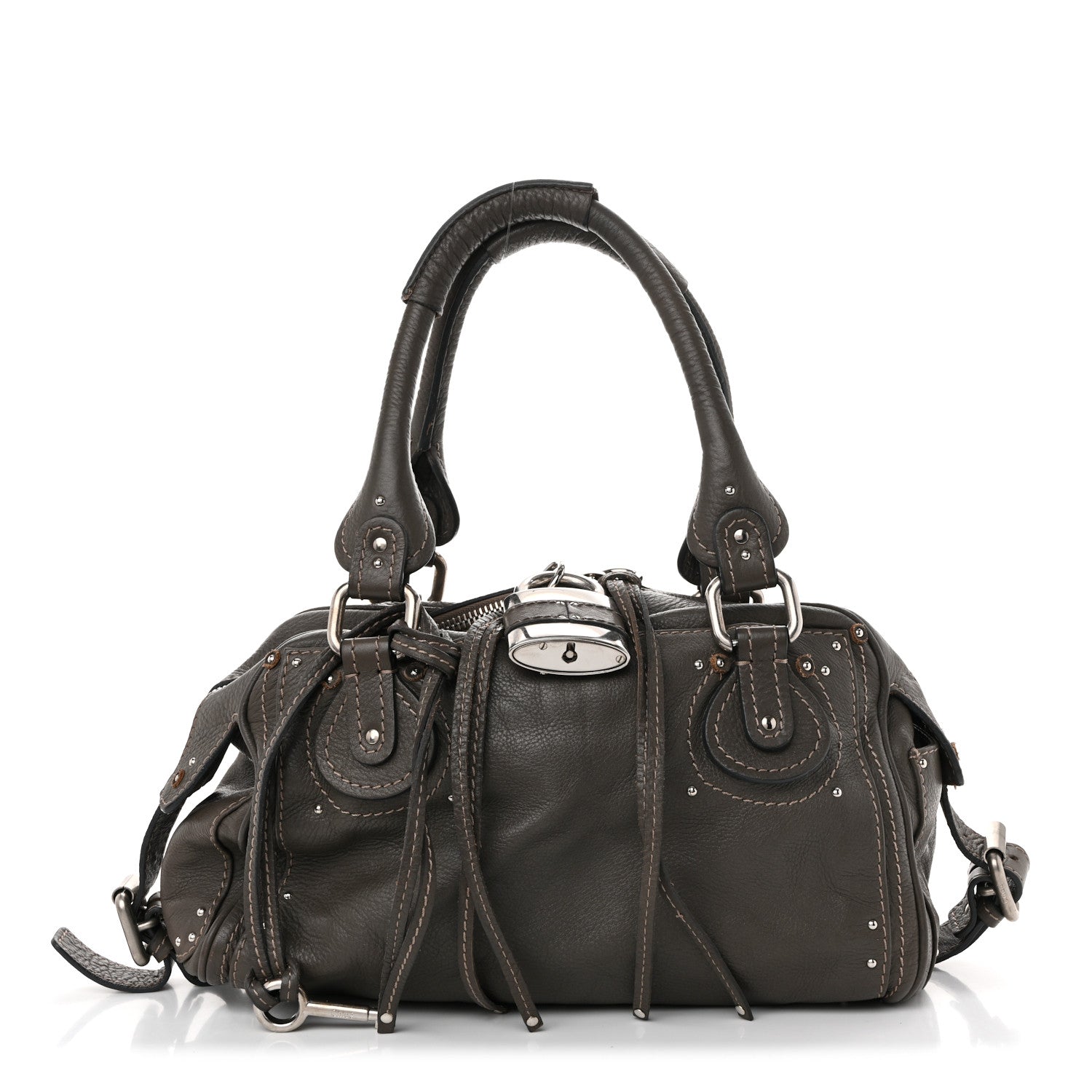 Chloe Calfskin Medium Paddington Satchel Gris Vert 1893526