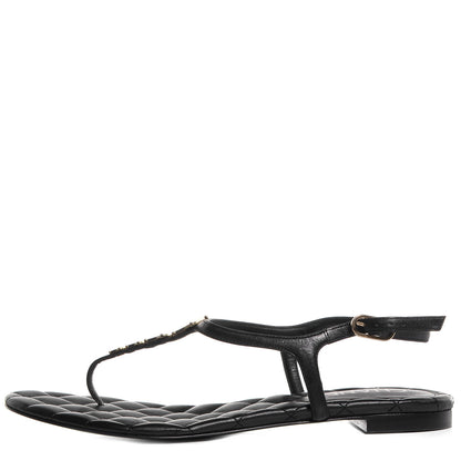 Chanel Calfskin Quilted Star CC Thong Sandals Black 38.5 1 of 7