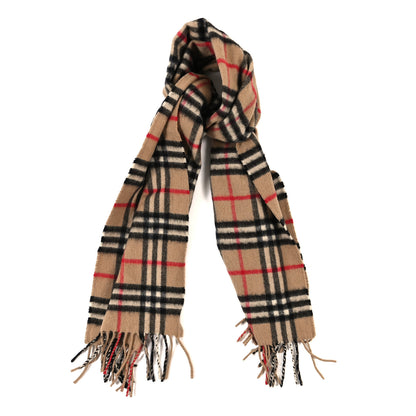 Burberry Cashmere House Check Fringe Scarf Camel 2 of 3