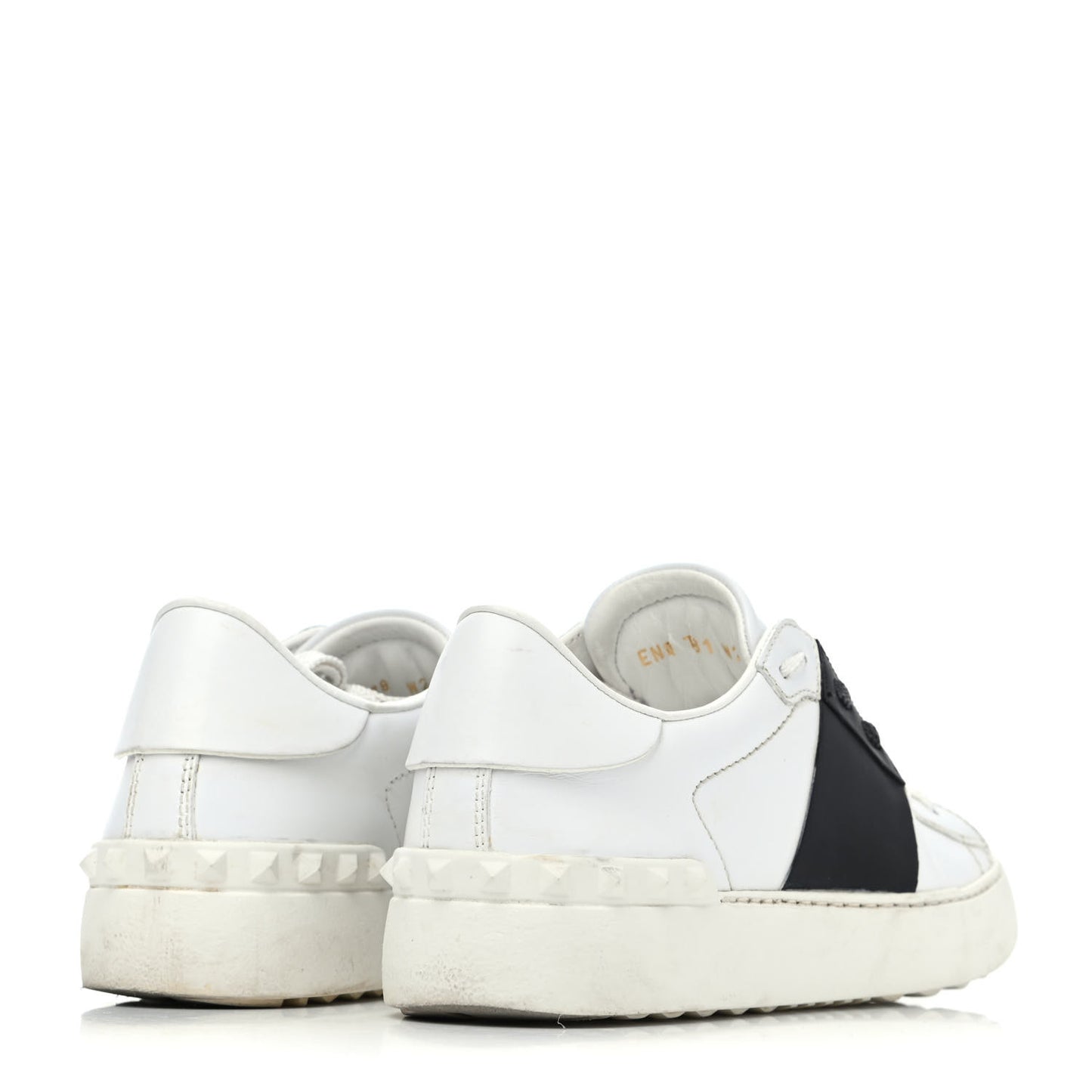 Calfskin Rockstud Open Sneakers 35 White Black