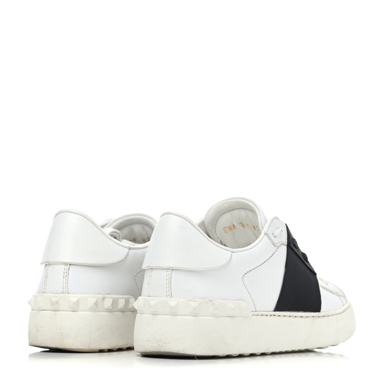 Valentino Garavani Calfskin Rockstud Open Sneakers 35 White Black 3 of 4