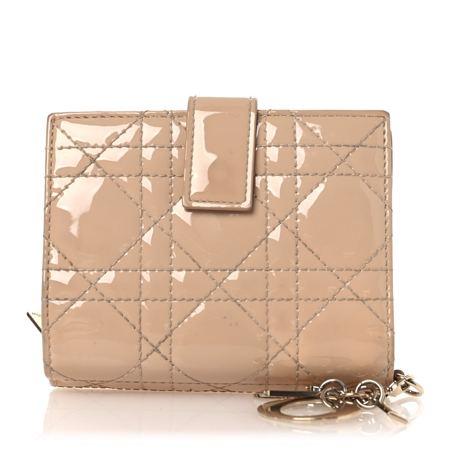 Patent Cannage Lady Dior Eden Wallet Beige