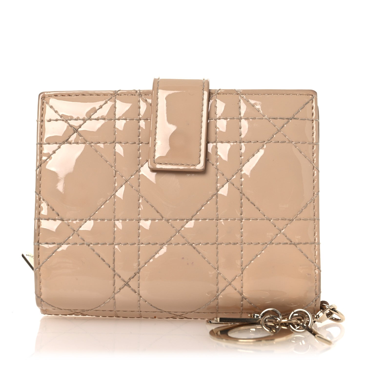 Christian Dior Patent Cannage Lady Dior Eden Wallet Beige 1 of 12