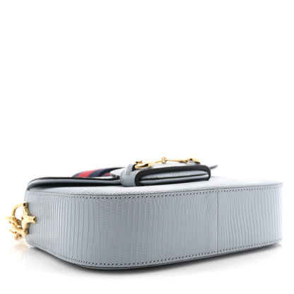 Gucci Lizard Web Mini Horsebit 1955 Shoulder Bag Light Blue 4 of 10