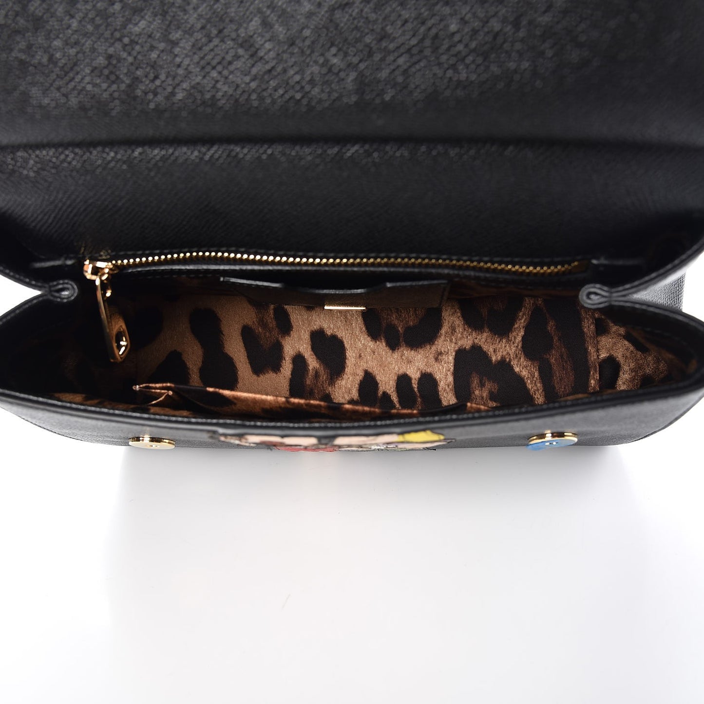 Dauphine Medium DG Family Patch Miss Sicily Satchel Black