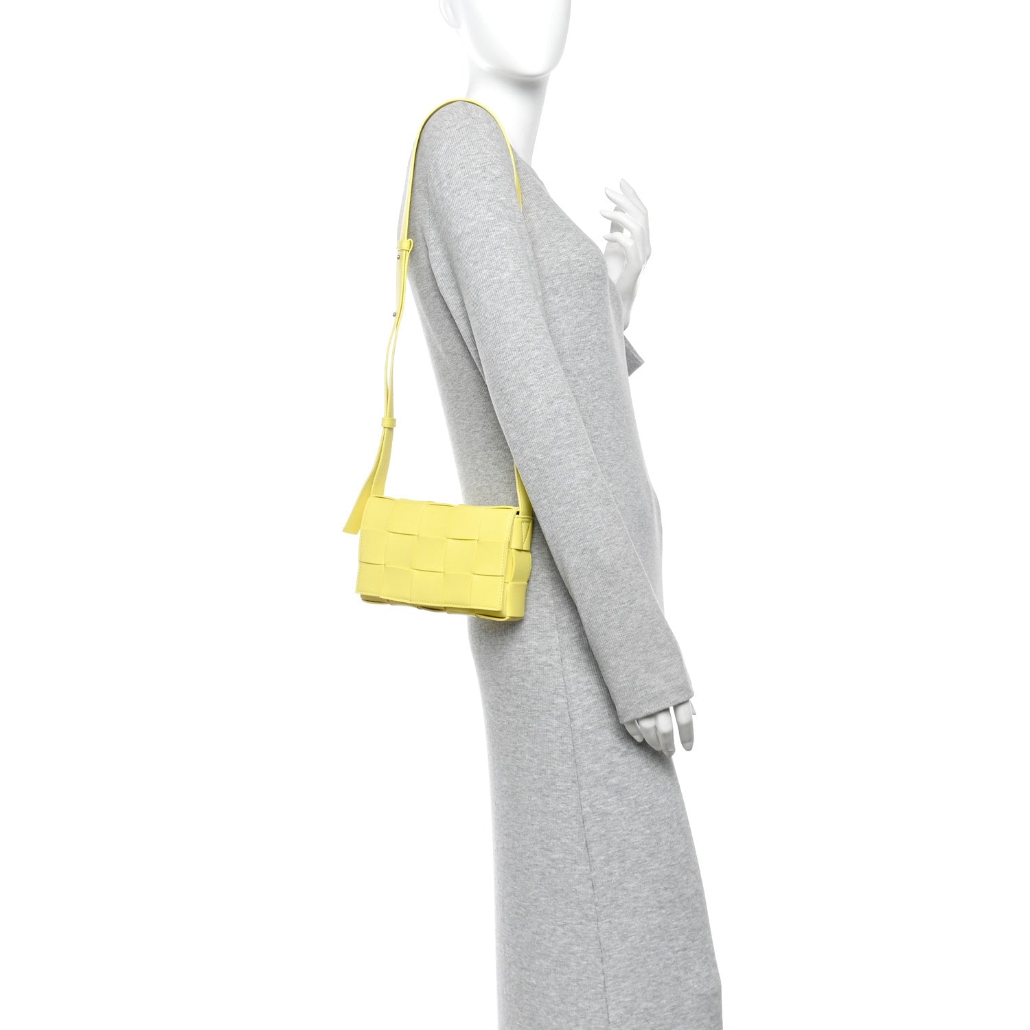 Bottega Veneta Lambskin Maxi Intrecciato Small Cassette Crossbody Bag Lemonade 2 of 10