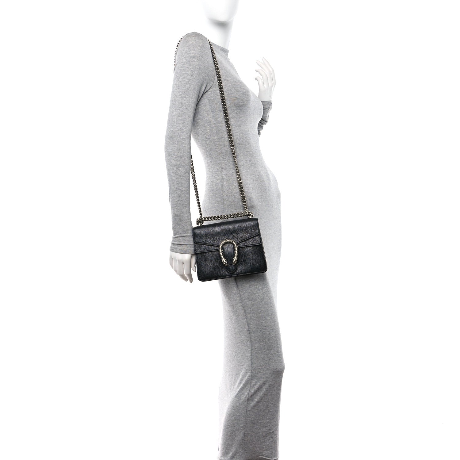 Gucci Calfskin Mini Dionysus Shoulder Bag Black 2 of 10