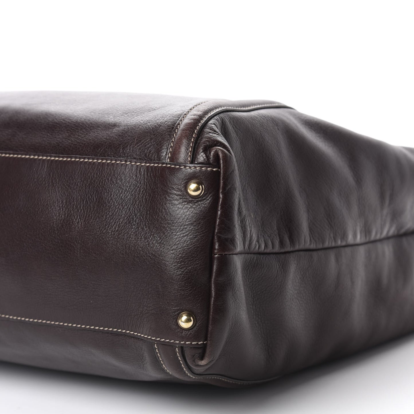 Calfskin Large Britt Shoulder Bag Dark Brown