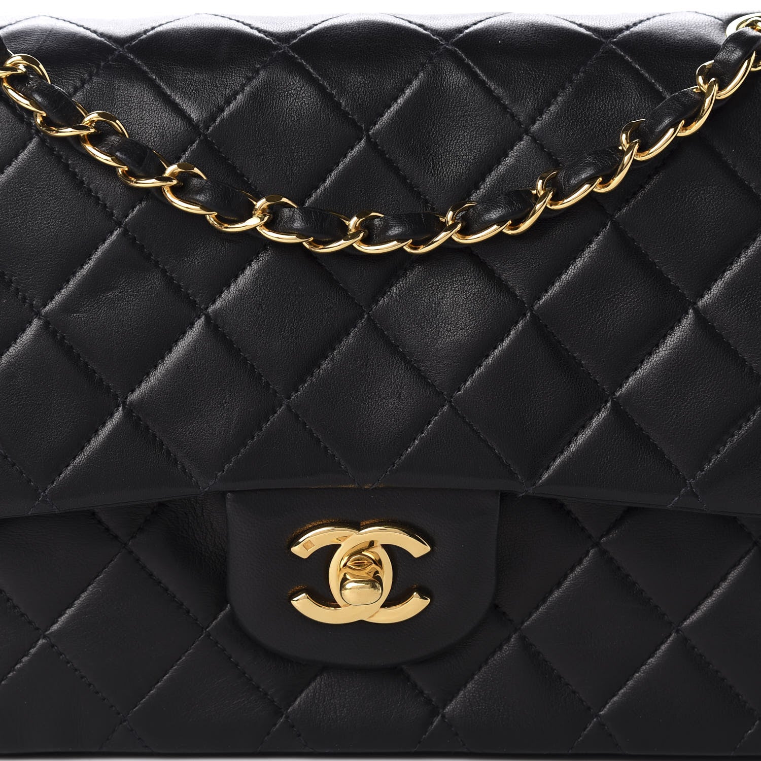Chanel Lambskin Quilted Medium Double Flap Black 12 of 12