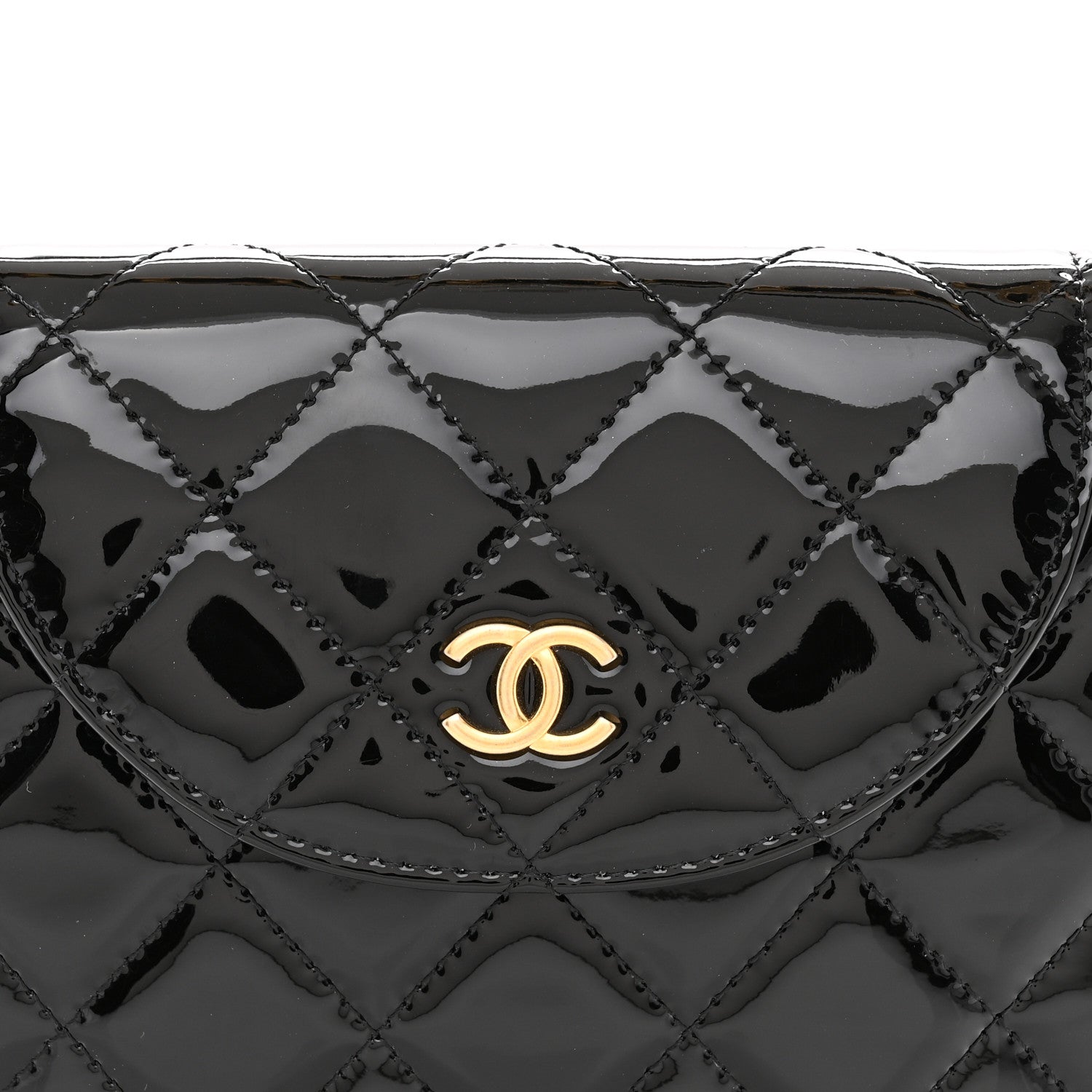 Chanel Patent Calfskin Quilted Chain Hoop Bag Black 8 of 10