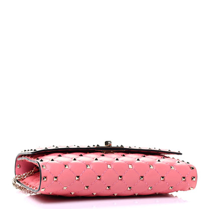 Valentino Garavani Nappa Rockstud Spike Wallet On Chain Paradise Rose 3 of 4