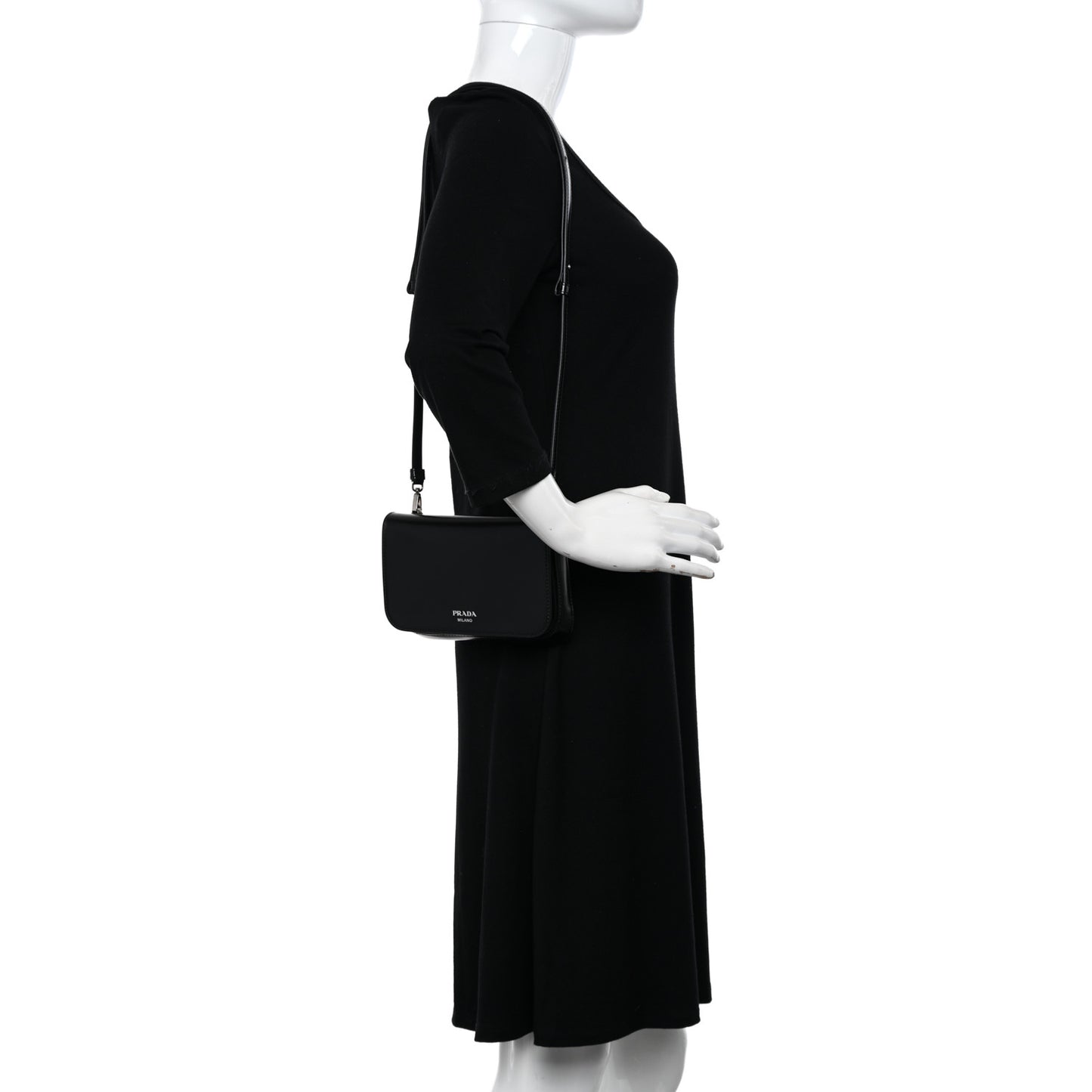 Spazzolato Mini Flap Bag With Strap Black