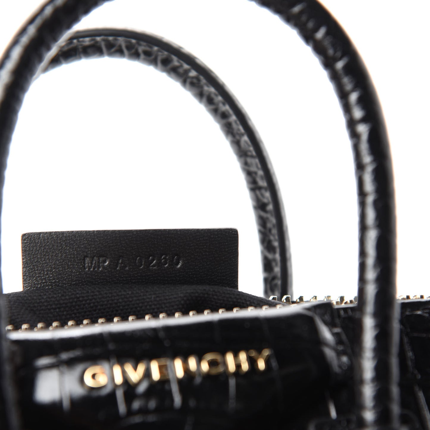 Calfskin Crocodile Embossed Mini Antigona Black