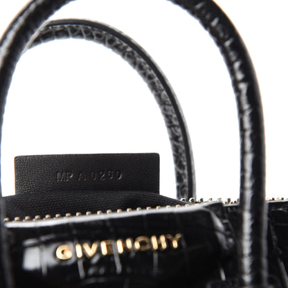 Givenchy Calfskin Crocodile Embossed Mini Antigona Black 9 of 10