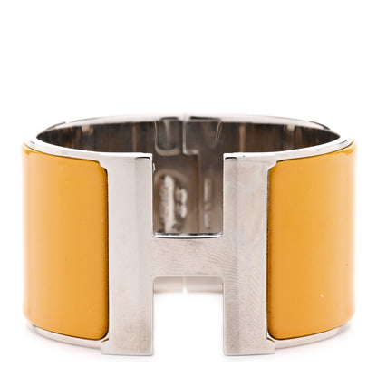 Hermes Enamel Extra Wide Clic Clac H Bracelet PM Jaune Madras 1 of 5
