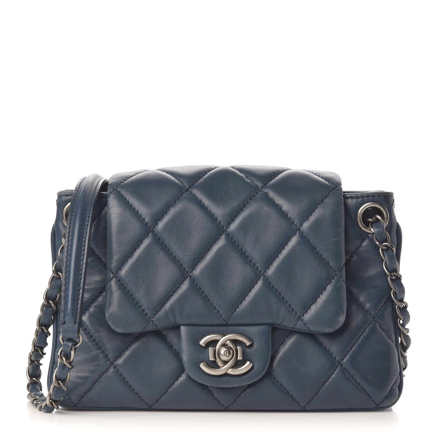 Chanel Lambskin Quilted Accordion Flap Dark Blue 1 of 9