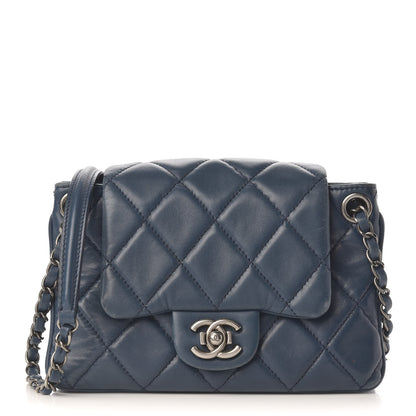 Chanel Lambskin Quilted Accordion Flap Dark Blue 1 of 9