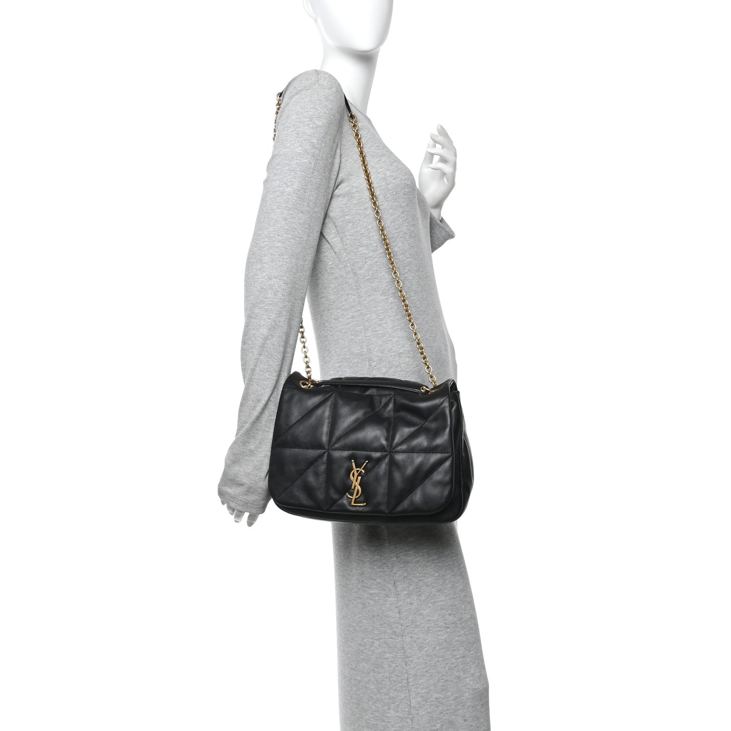 Lambskin Matelasse Monogram Medium Jamie 4.3 Black