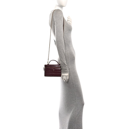 Chanel Calfskin Crocodile Embossed Crococo Exoticoco Vanity With Chain Dark Burgundy 2 of 11