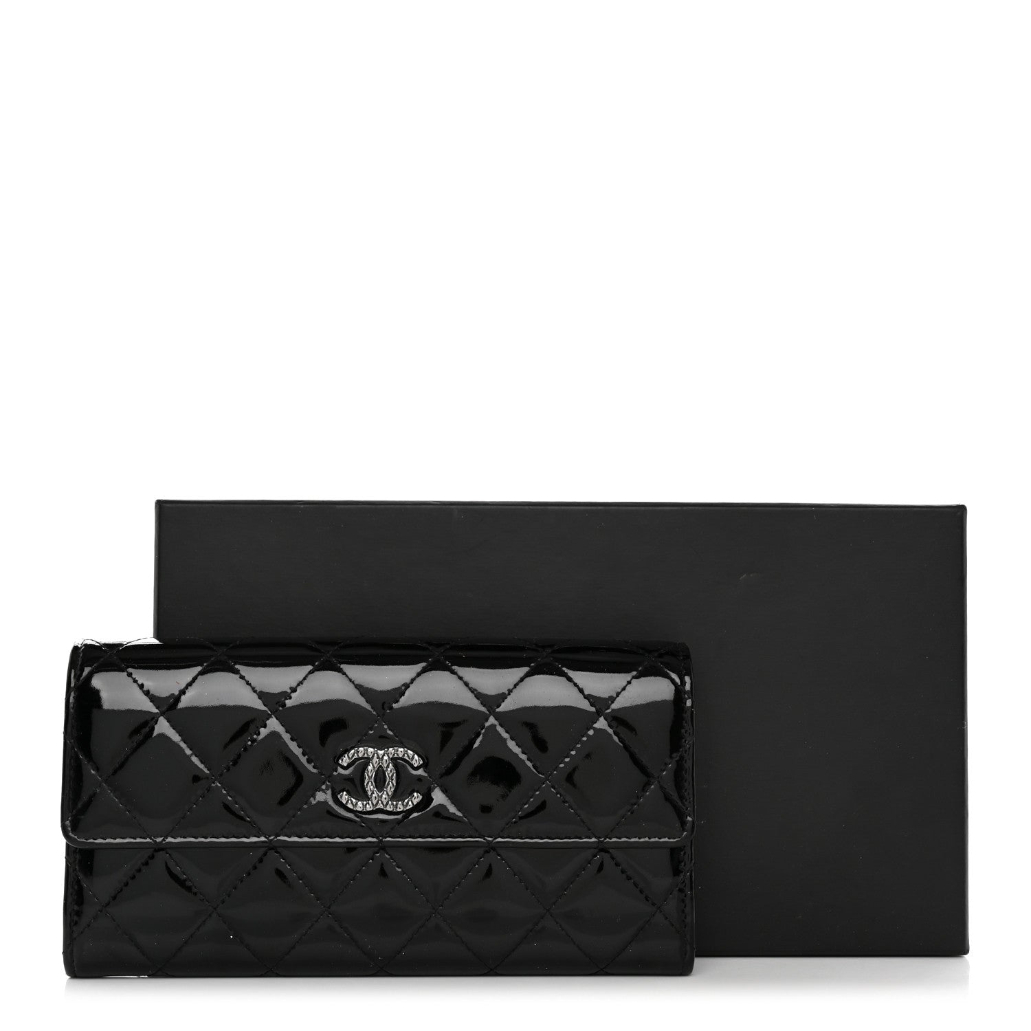 Chanel Patent Quilted Large Brilliant Flap Wallet Black 9 of 9