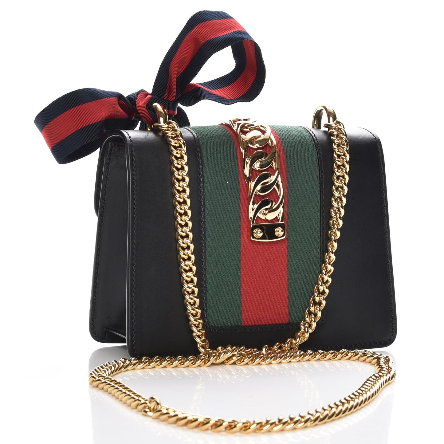 Calfskin Mini Sylvie Chain Shoulder Bag Black