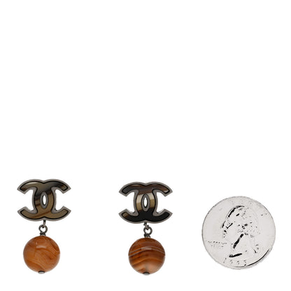 Chanel Agate Bead CC Drop Earrings Brown 2 of 4