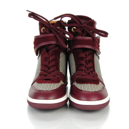 Louis Vuitton Calfskin Suede Postmark Wedge Sneakers 37.5 Bordeaux 2 of 7
