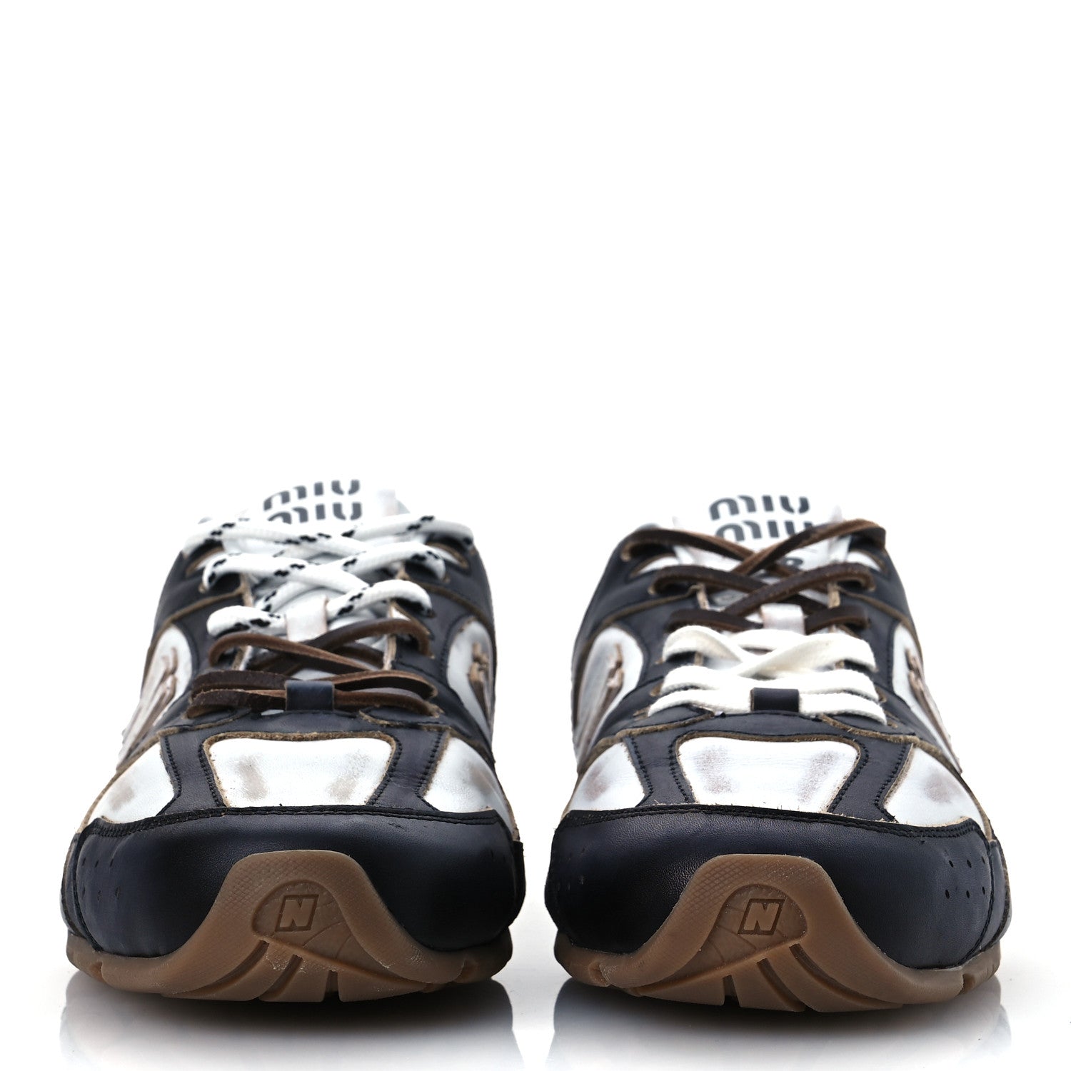 Miu Miu X NEW BALANCE Calfskin 530 SL Sneakers 41 Black White 3 of 10
