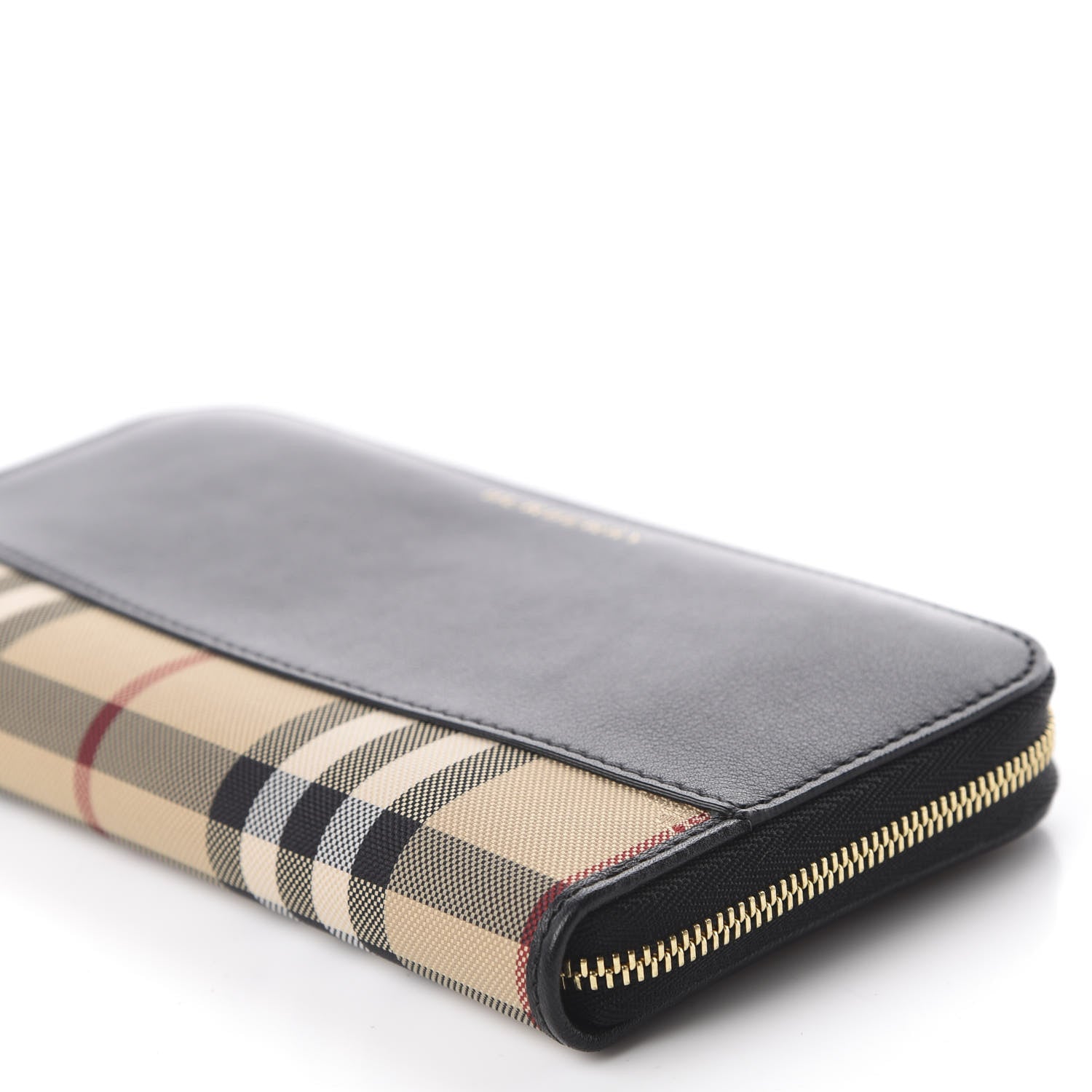 Burberry Calfskin House Check Elmore Zip Around Wallet Black 7 of 8