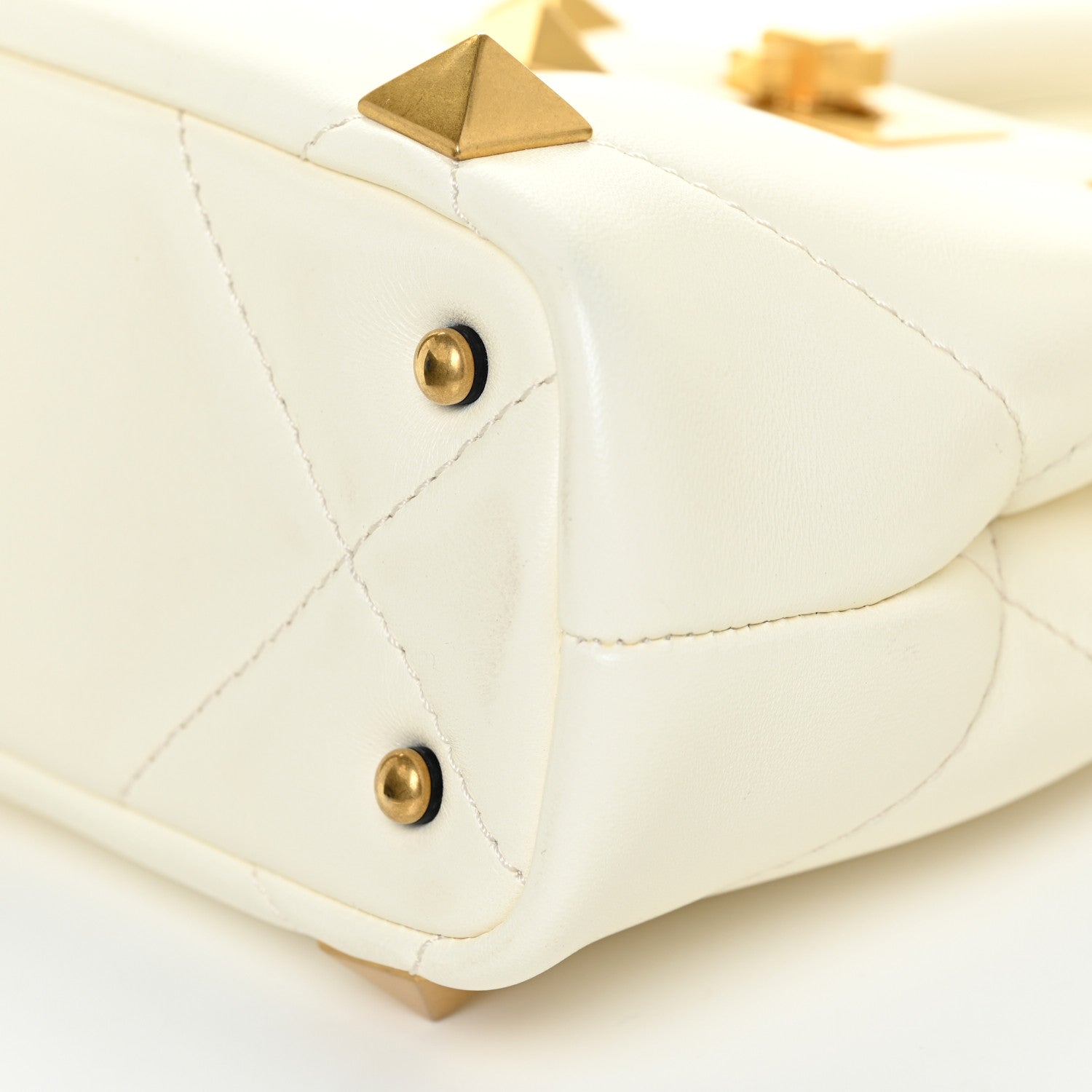 Valentino Garavani Nappa Mini Roman Stud The Handle Bag Ivory 9 of 12