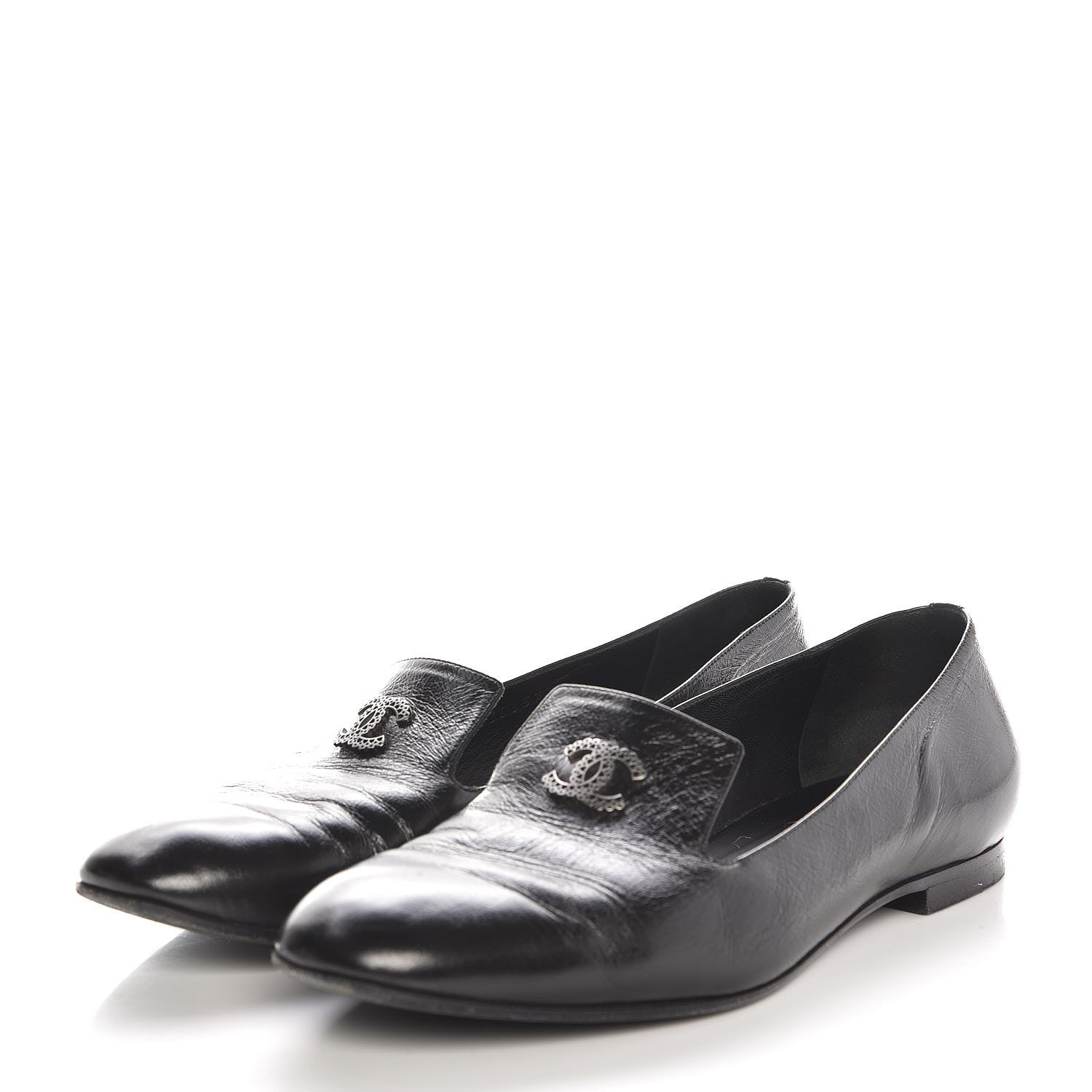 Chanel Calfskin CC Loafers 39 Black 3 of 10