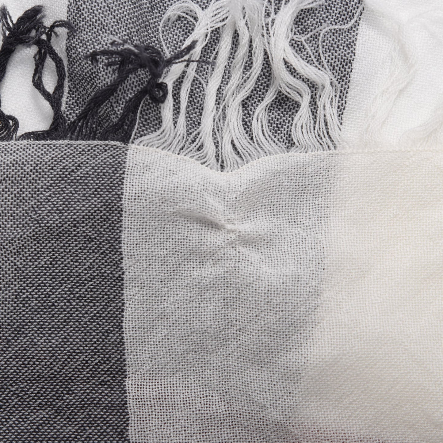 Merino Wool Check Scarf Ivory
