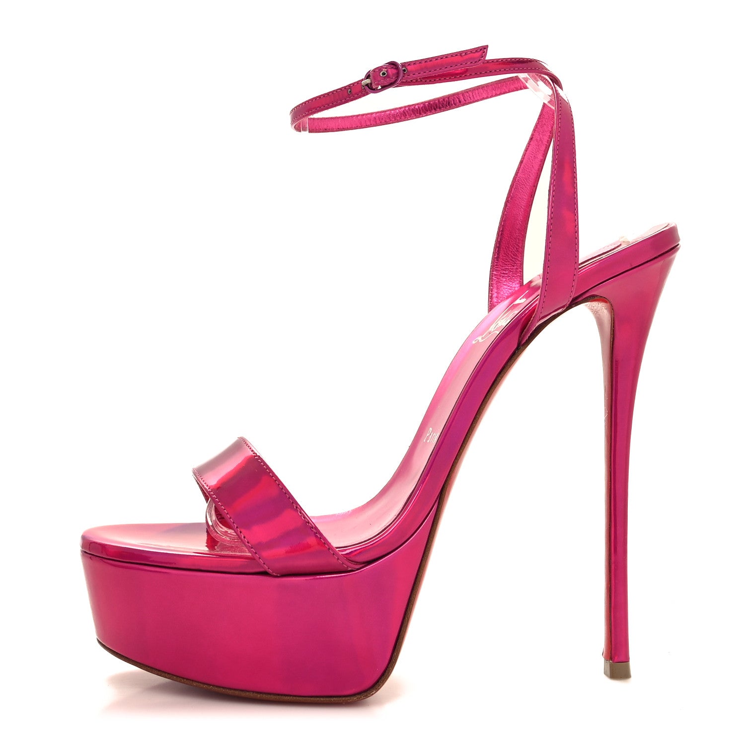 Christian Louboutin Patent Psychic Loubi Queen Alta 150 Platform Sandals 40 Fuxia 1 of 7
