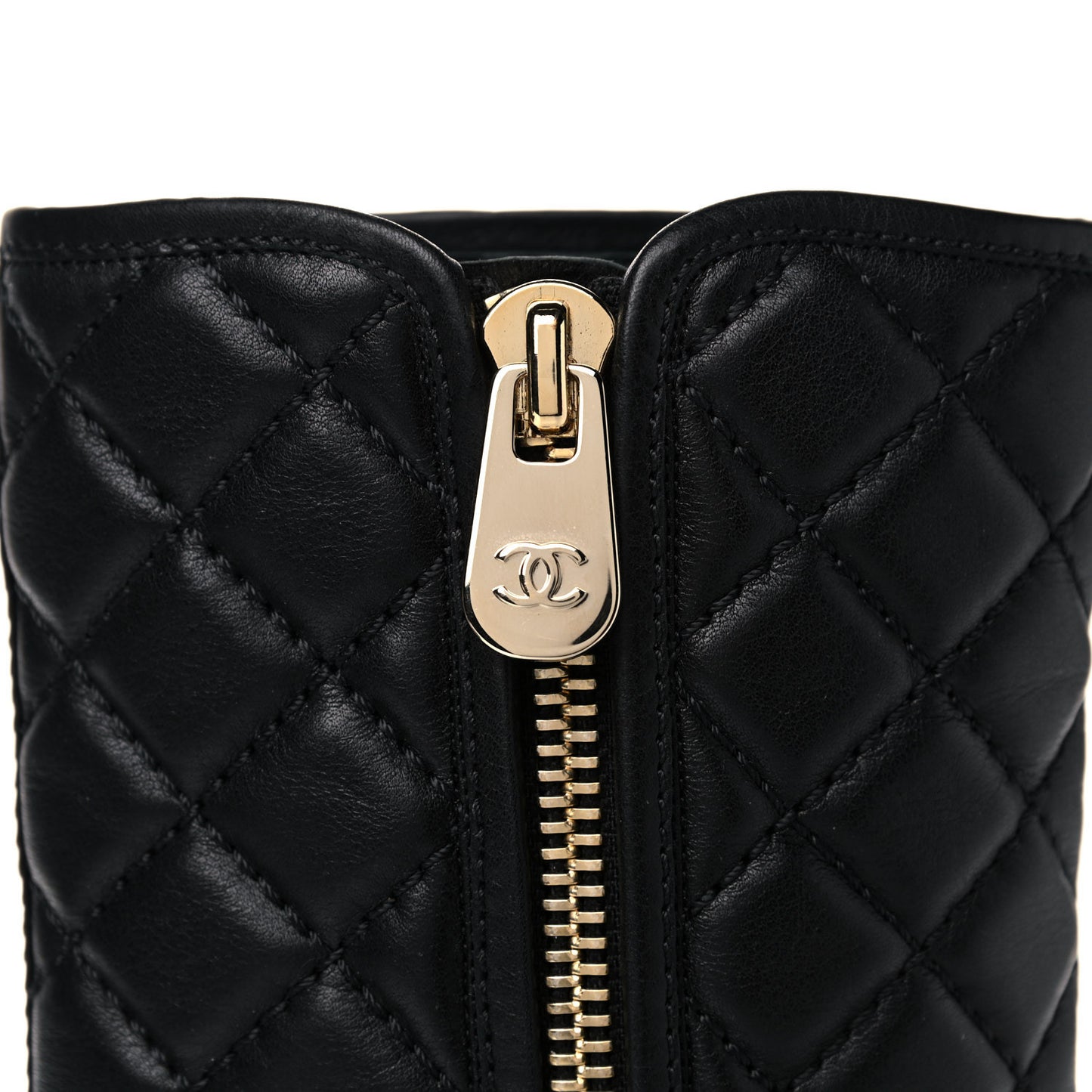 Calfskin Quilted CC Boots 36 Black