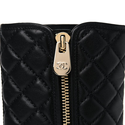 Chanel Calfskin Quilted CC Boots 36 Black 10 of 11