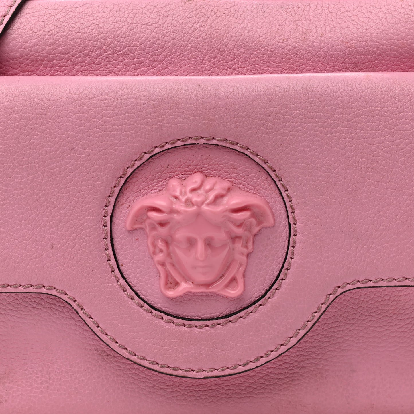 Grained Calfskin Medusa Camera Bag Pink