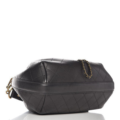 Chanel Calfskin Stitched Medium Drawstring CC Bag Black 4 of 8