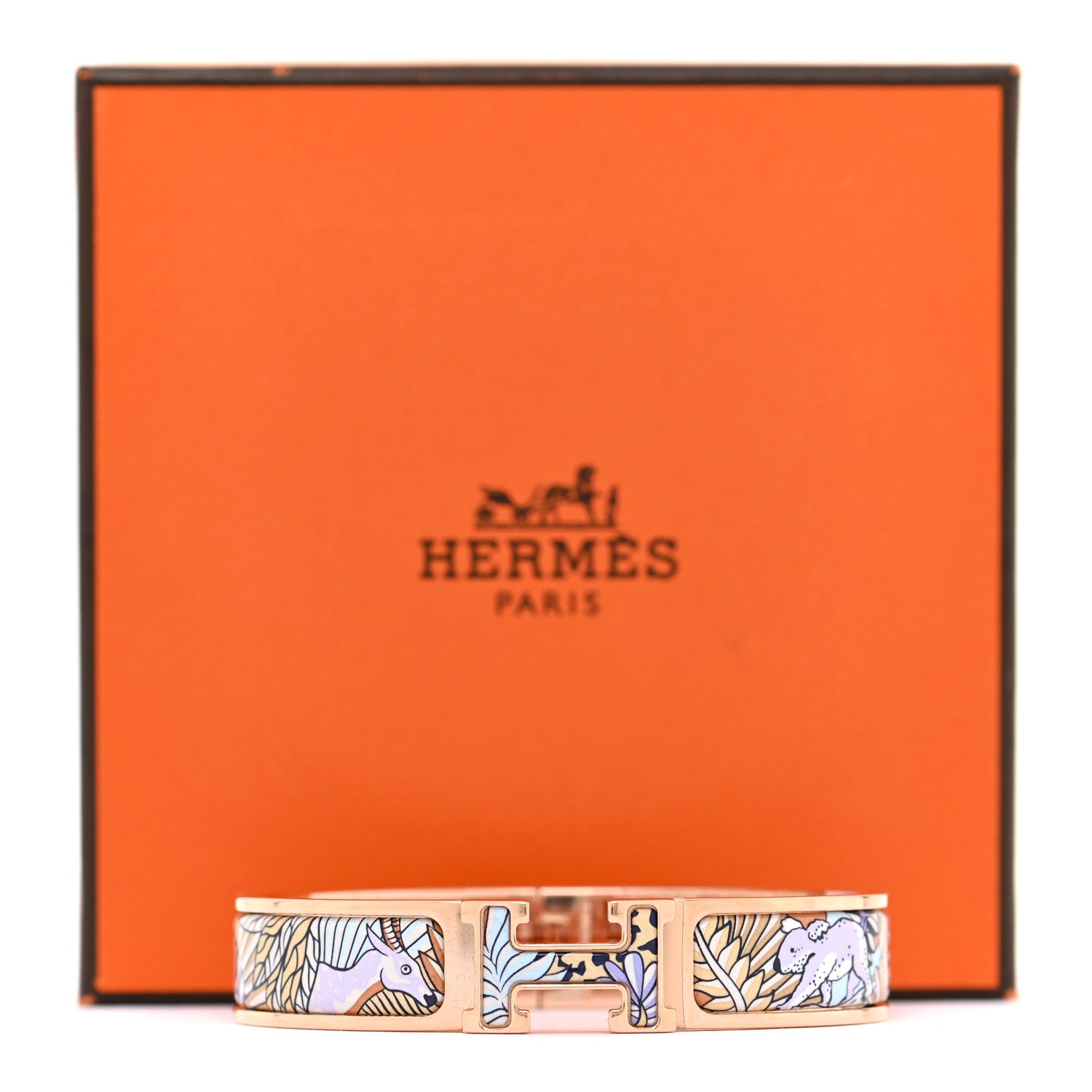 Hermes Enamel Narrow Print Animaux Camoufles Clic Clac H Bracelet PM Lilas 5 of 5