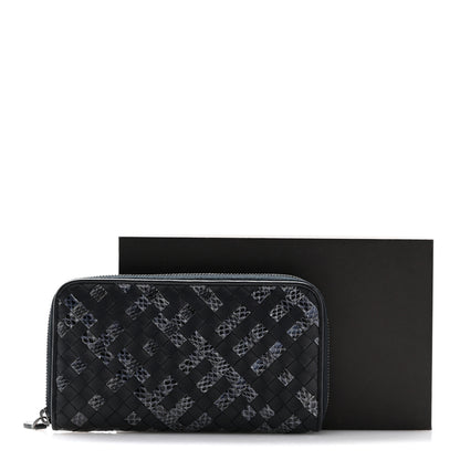 Bottega Veneta Nappa Intrecciato Ayers Zip Around Wallet Black Blue 11 of 11