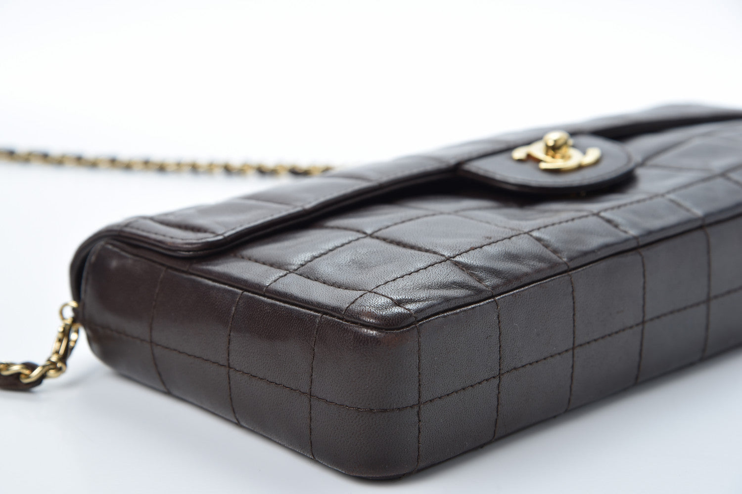 Chanel Lambskin East West Chocolate Bar Flap Dark Brown 8 of 20