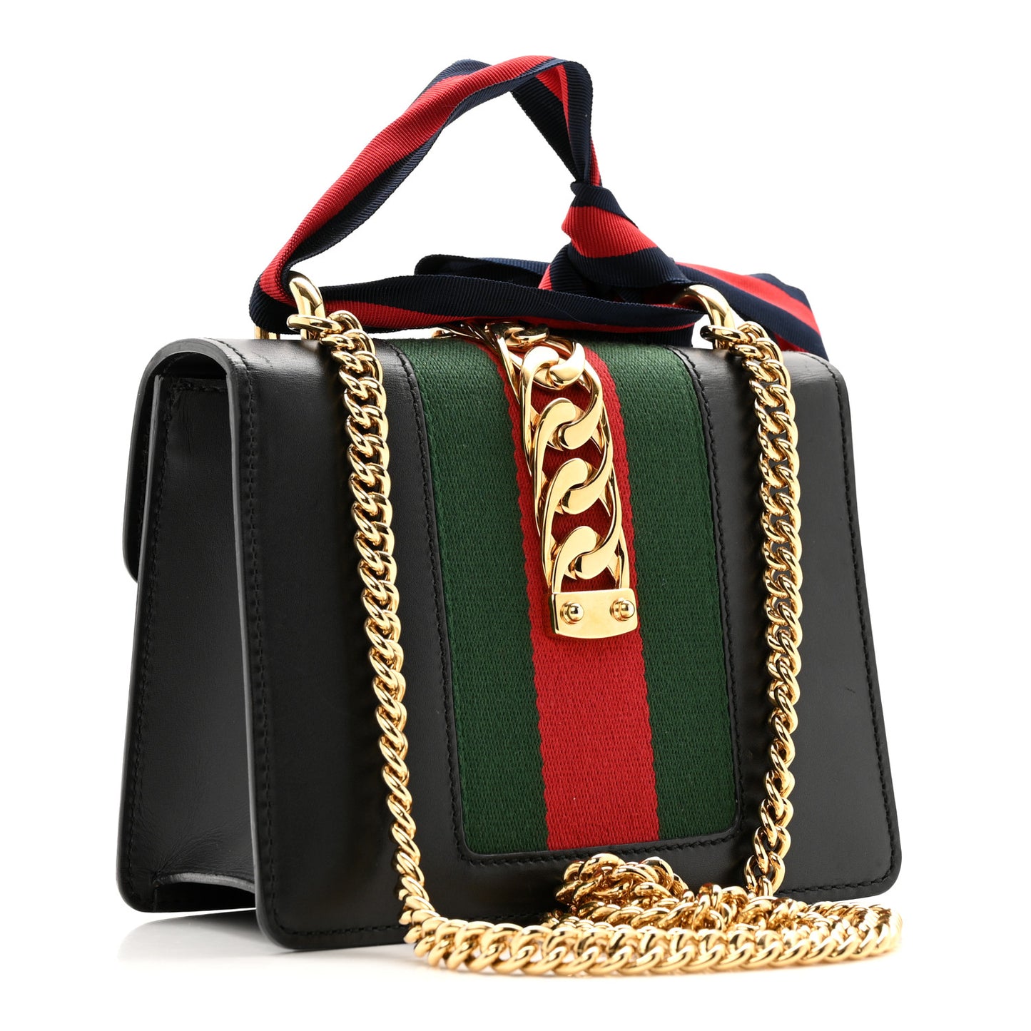 Calfskin Mini Sylvie Chain Shoulder Bag Black