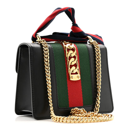 Gucci Calfskin Mini Sylvie Chain Shoulder Bag Black 3 of 15