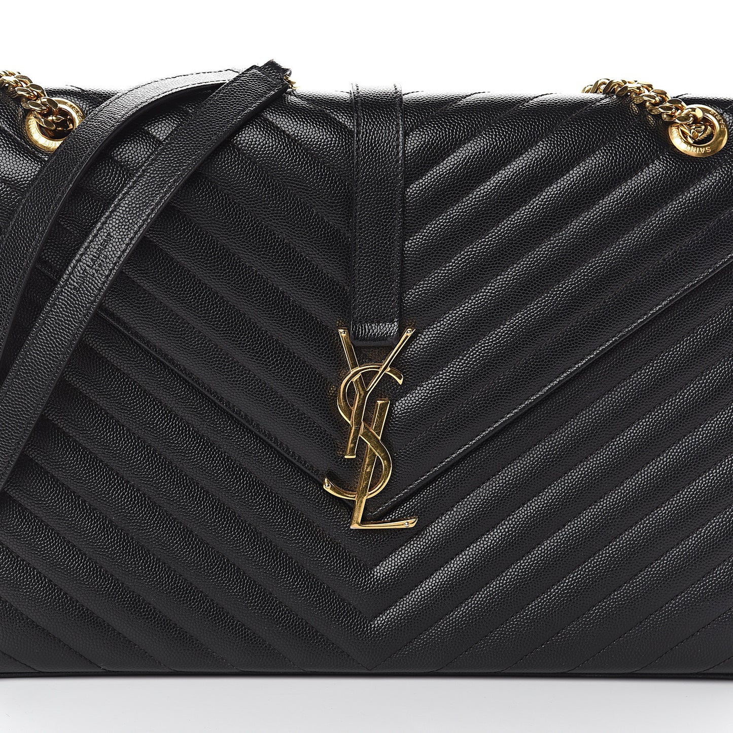 Grain De Poudre Matelasse Chevron Large Monogram Satchel Black