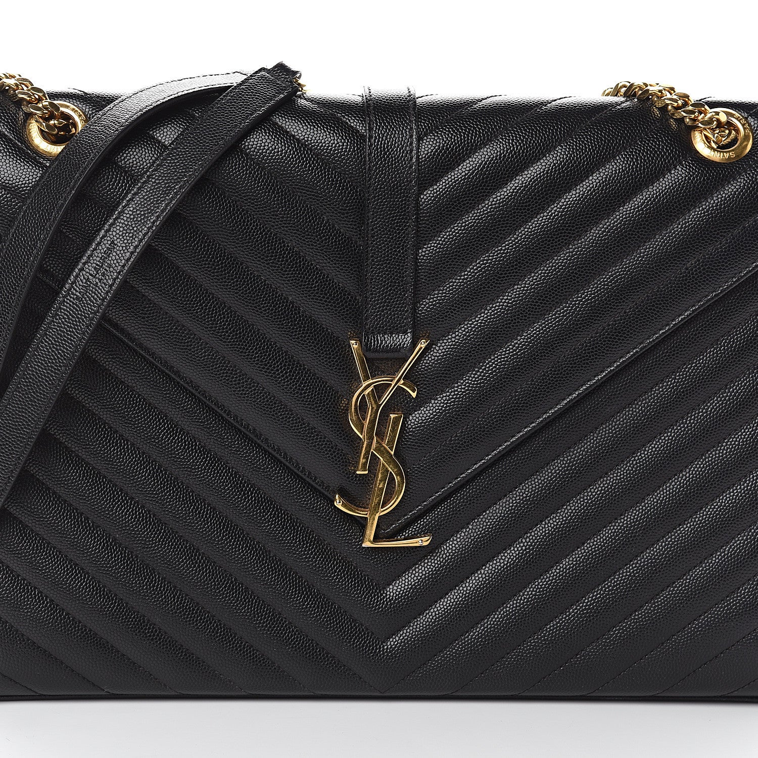 Saint Laurent Grain De Poudre Matelasse Chevron Large Monogram Satchel Black 6 of 8