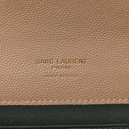 Saint Laurent Grain De Poudre Matelasse Chevron Monogram Envelope Clutch Dark Beige 6 of 10