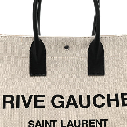 Saint Laurent Linen Calfskin Rive Gauche Tote Optic White 8 of 11